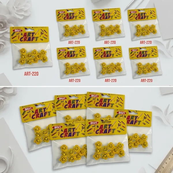 Yellow_Layered_Flower_Craft_Embellishments_Pack_Pack_of_8