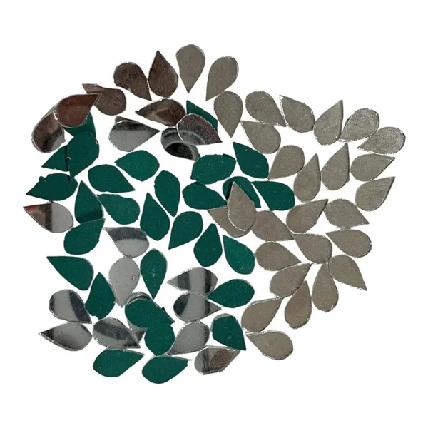 Green_Silver_Mirror_Teardrop_Craft_Embellishments_Pack_of_8