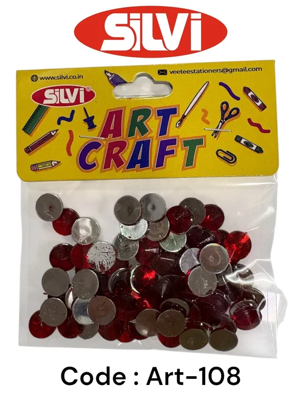 Silvi_Red_Silver_Metallic_Round_Plastic_Craft_Sequins_Pack_of_8