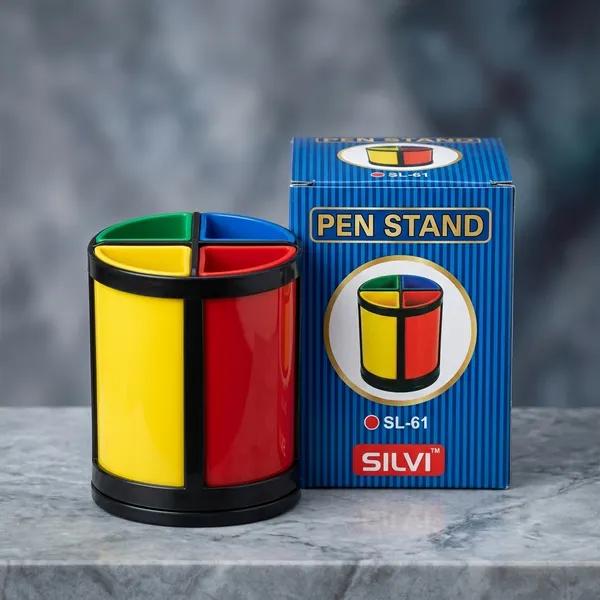 Silvi_Multicolour_Plastic_Four-Section_Pen_Stand_Pack_of_2