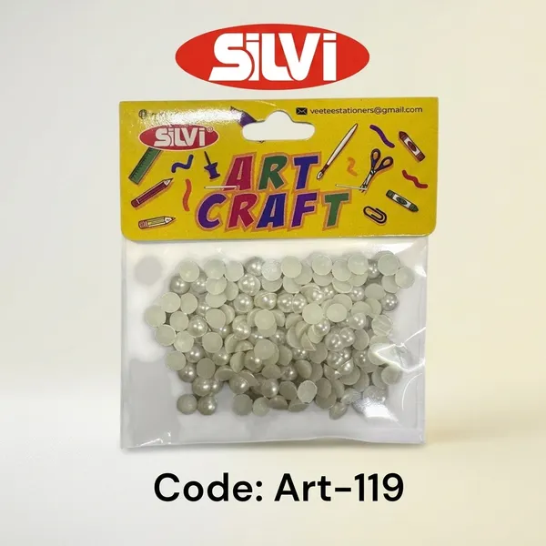 White_Pearl_Finish_Round_Plastic_Craft_Embellishments_Pack_of_8