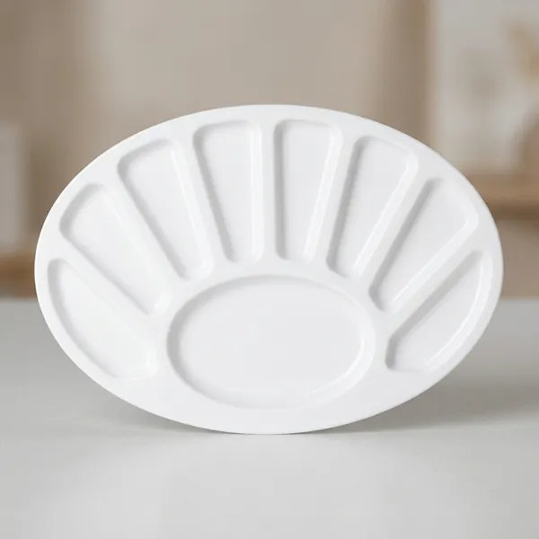 Silvi_White_Plastic_Oval_Paint_Palette_With_Compartments_Pack_of_8