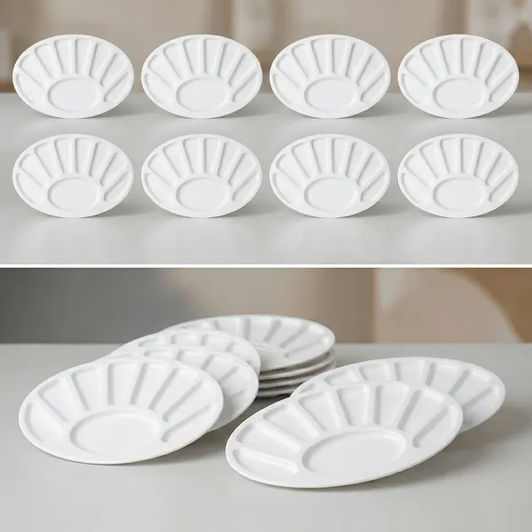 Silvi_White_Plastic_Oval_Paint_Palette_With_Compartments_Pack_of_8