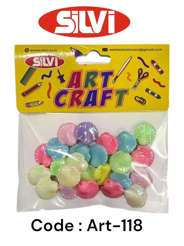 Silvi_Multicolour_Shell_Shaped_Ridged_Craft_Embellishments_Pack_Pack_of_8