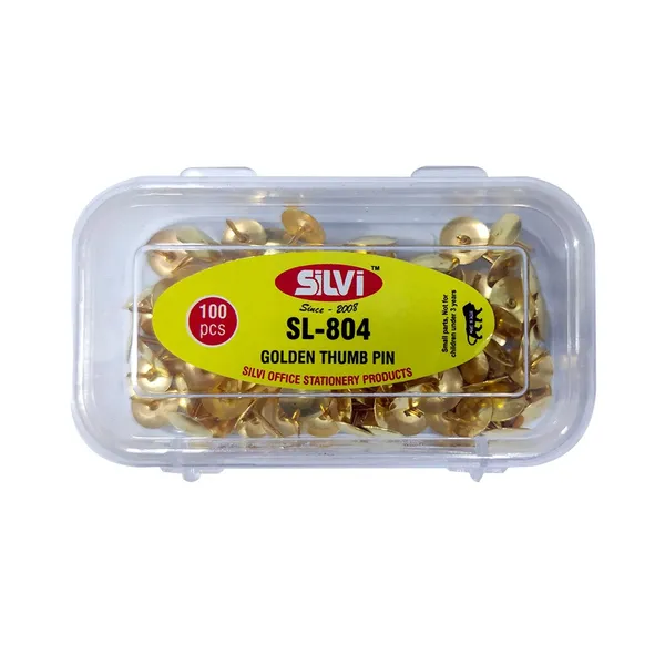 Silvi_Sl-804_Golden_Metal_Thumb_Pins_Set_Of_100_Pack_of_7