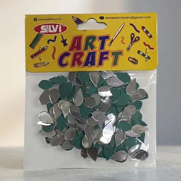 Green_Silver_Mirror_Teardrop_Craft_Embellishments_Pack_of_8