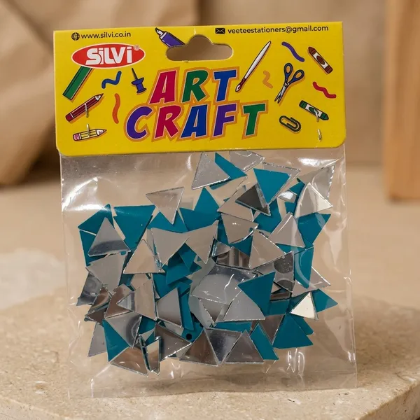Silver_Teal_Mirror_Triangle_Craft_Embellishments_Pack_of_8