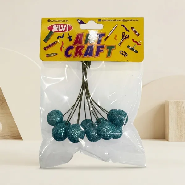 Plastic_Teal_Glitter_Ball_Wire_Craft_Decoration_Pack_Pack_of_8