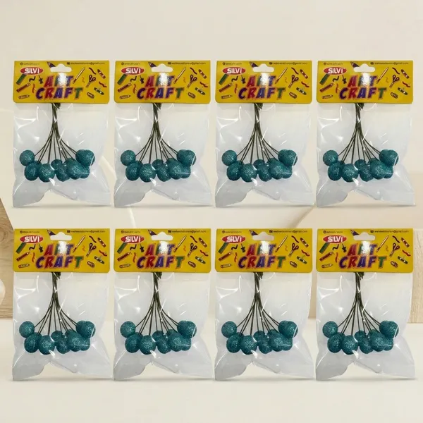 Plastic_Teal_Glitter_Ball_Wire_Craft_Decoration_Pack_Pack_of_8
