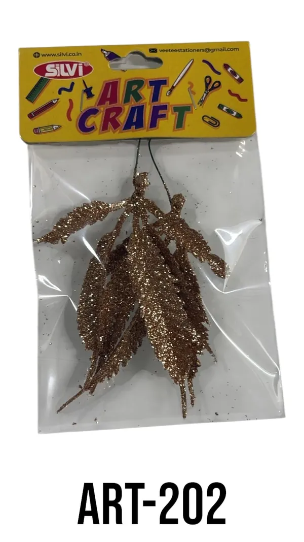 Gold_Glitter_Feather_Craft_Embellishments_Pack_Pack_of_8