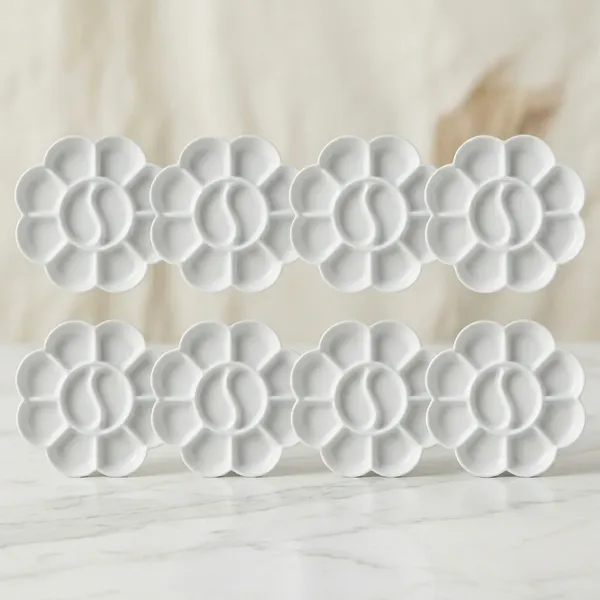 Silvi_White_Plastic_Flower_Shape_Compartment_Serving_Tray_Pack_of_8