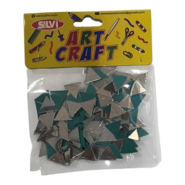 Silver_Teal_Mirror_Triangle_Craft_Embellishments_Pack_of_8