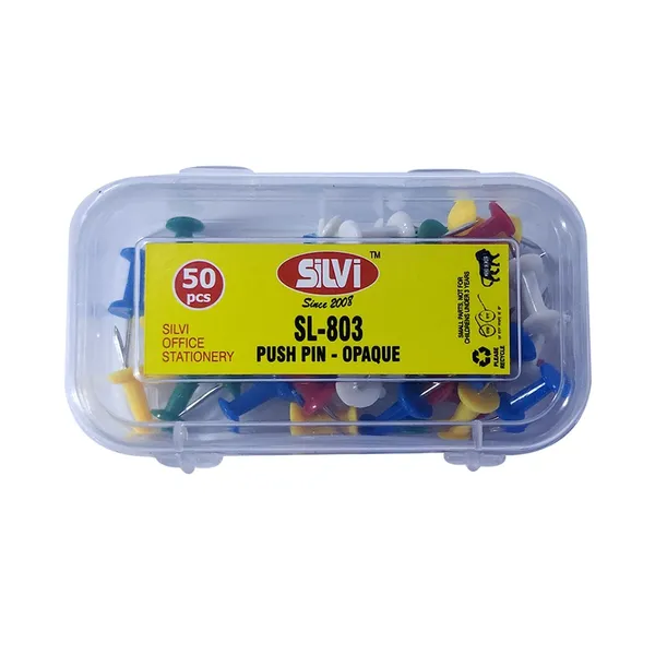 Silvi_Sl-803_Assorted_Opaque_Push_Pins_50_Pieces_Pack_of_8