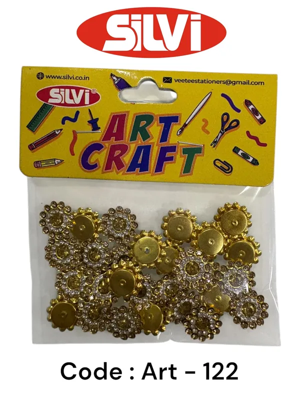 Silvi_Gold_Tone_Rhinestone_Floral_Craft_Embellishments_Pack_Pack_of_8