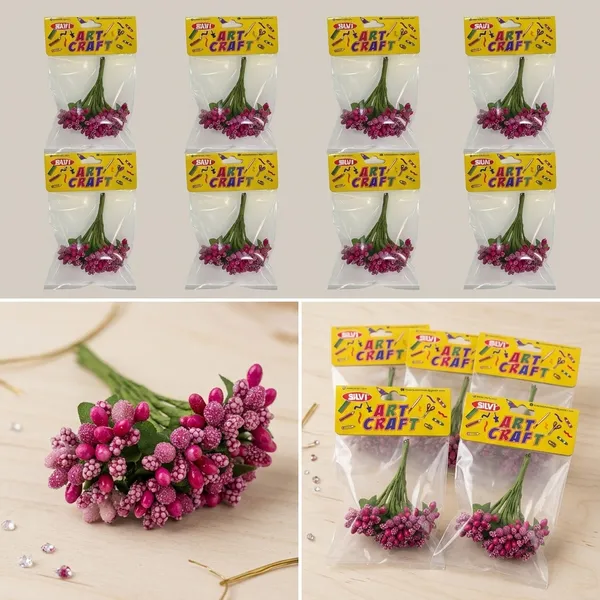 Silvi_Pink_Purple_Floral_Bunch_Craft_Embellishments_Pack_Pack_of_8