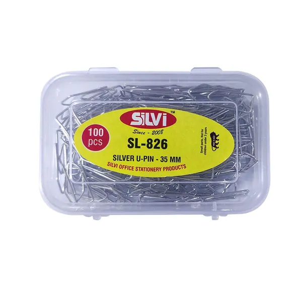 Silvi_Silver_Metal_U-Pins_35Mm_100_Pieces_Pack_of_5