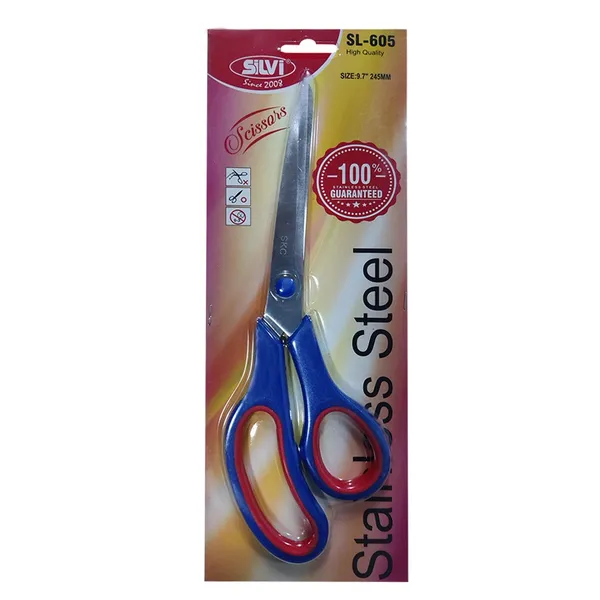 Silvi_Sl-605_Stainless_Steel_Scissors_Blue_Handle_Pack_of_2