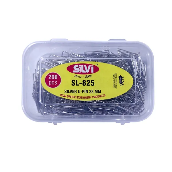 Silvi_Silver_Metal_U-Pins_28Mm_200_Pieces_Pack_of_6