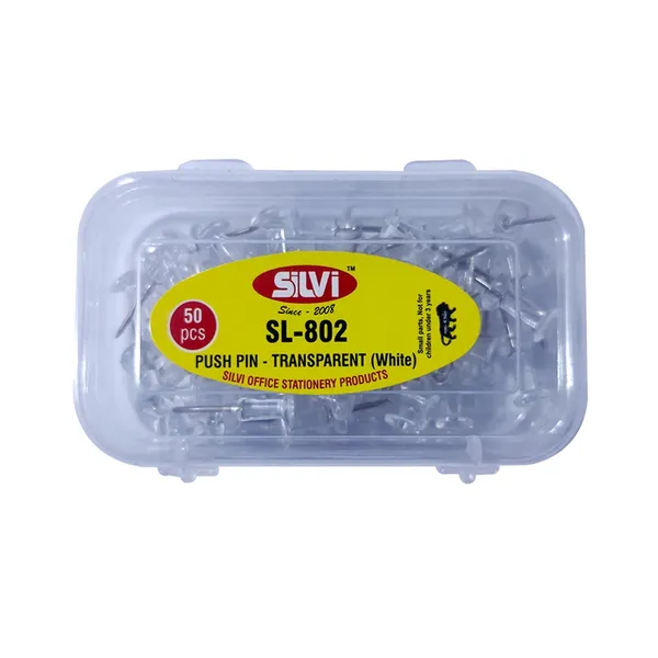 Silvi_Sl-802_Transparent_Push_Pins_50_Pieces_Pack_of_8