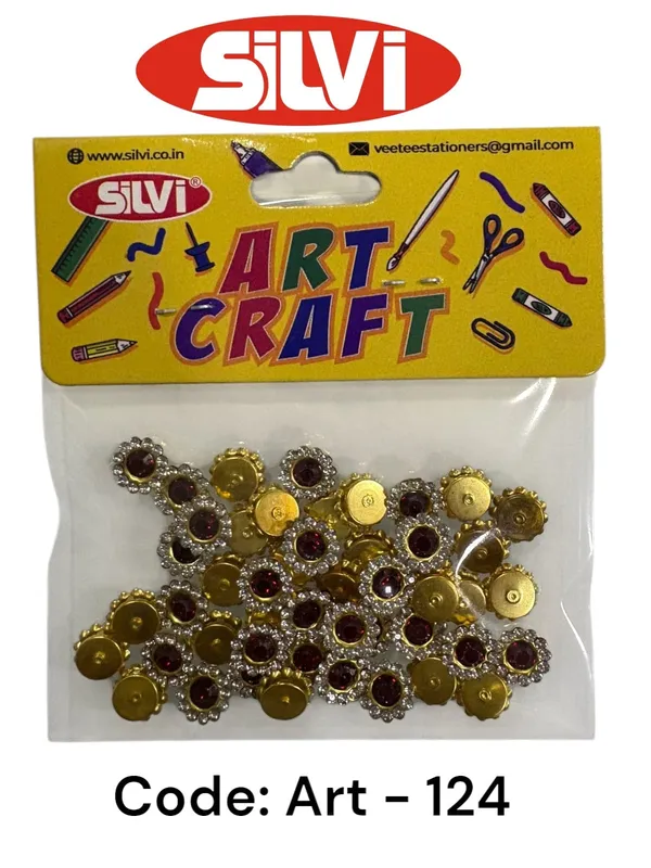 Silvi_Multicolour_Gold_Silver_Round_Craft_Embellishments_Pack_Pack_of_8