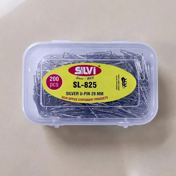 Silvi_Silver_Metal_U-Pins_28Mm_200_Pieces_Pack_of_6