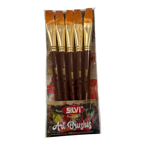 Silvi_Size_12_Flat_Art_Brush_Set_Of_5_For_Artists