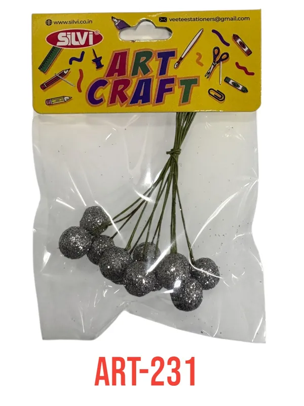 Silver_Glitter_Ball_Craft_Stems_For_Decoration_Pack_of_8