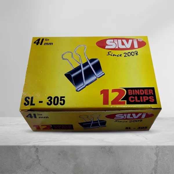 Silvi_Black_Metal_Binder_Clips_41Mm_Set_Of_12_Pack_of_2
