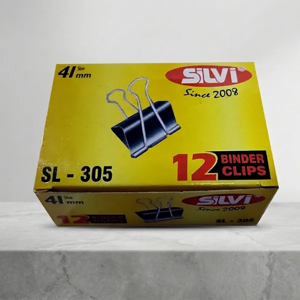 Silvi_Black_Metal_Binder_Clips_41Mm_Set_Of_12_Pack_of_2