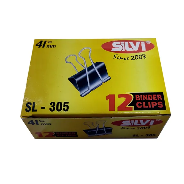 Silvi_Black_Metal_Binder_Clips_41Mm_Set_Of_12_Pack_of_2