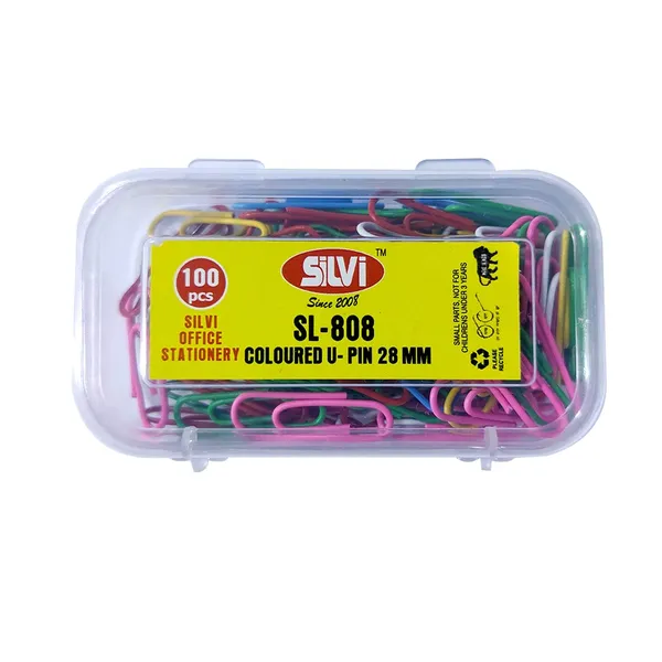 Silvi_Sl-808_Coloured_Metal_U-Pins_28Mm_100_Pieces_Pack_of_8