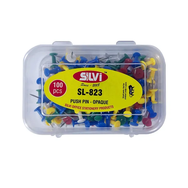 Silvi_Sl-823_Multicolour_Push_Pins_100_Pieces_Pack_of_5