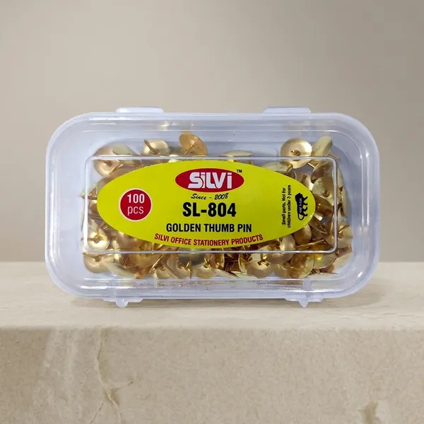 Silvi_Sl-804_Golden_Metal_Thumb_Pins_Set_Of_100_Pack_of_7