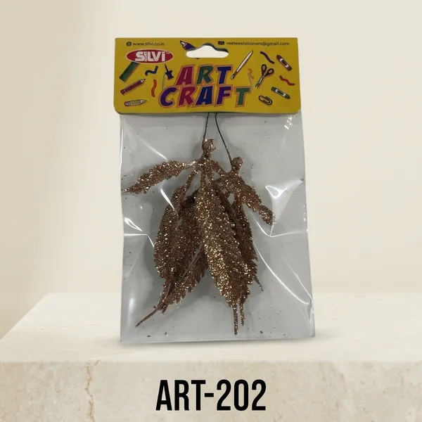 Gold_Glitter_Feather_Craft_Embellishments_Pack_Pack_of_8
