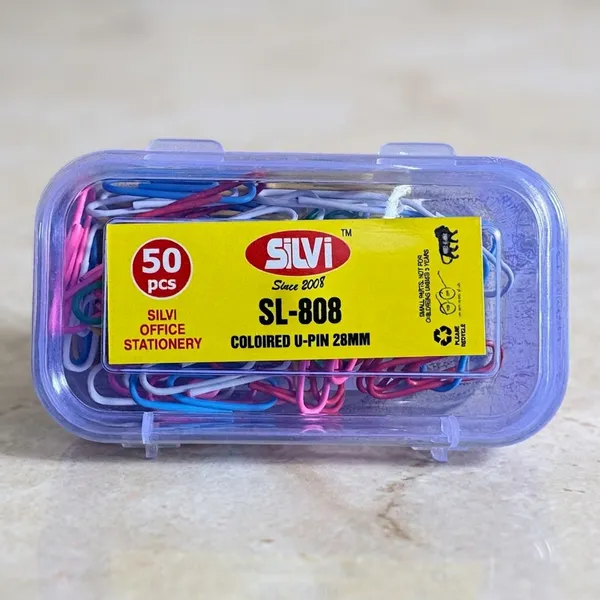 Silvi_Sl-808_Coloured_Metal_U-Pins_28Mm_50_Pieces_Pack_of_8
