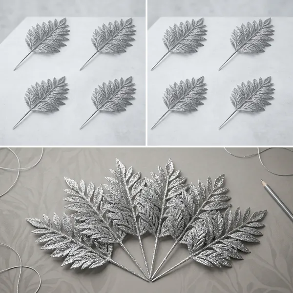 Silver_Glitter_Feather_Craft_Embellishments_Pack_Pack_of_8