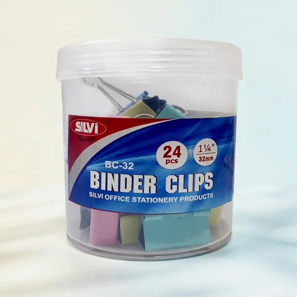 Silvi_32Mm_Assorted_Colour_Binder_Clips_24_Pieces_Pack_of_2