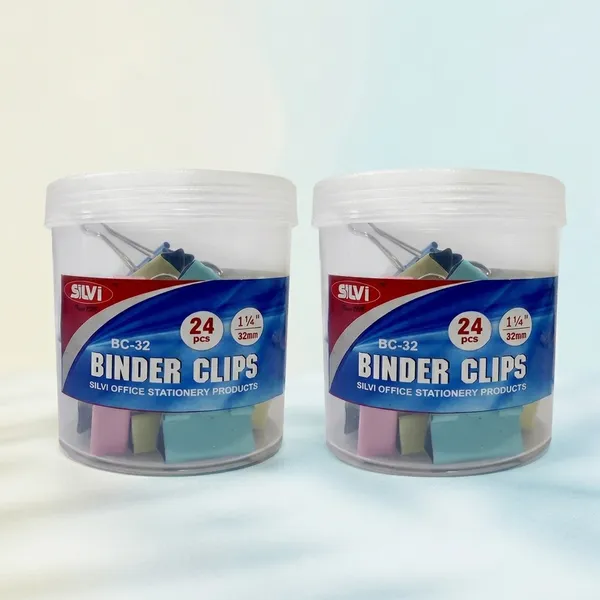 Silvi_32Mm_Assorted_Colour_Binder_Clips_24_Pieces_Pack_of_2