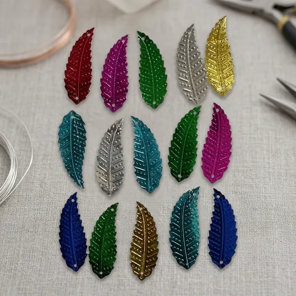 Multicolor_Embossed_Leaf_Charms_For_Jewellery_And_Crafts_Pack_of_8