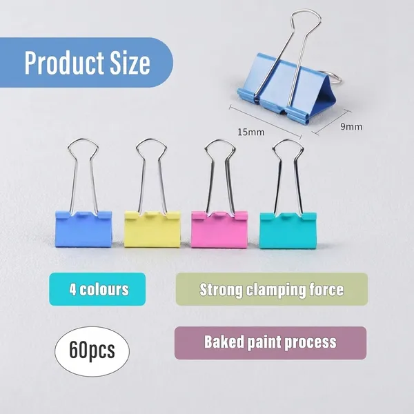Silvi_Multicolour_Metal_Binder_Clips_15Mm_Set_Of_60_Pack_of_2