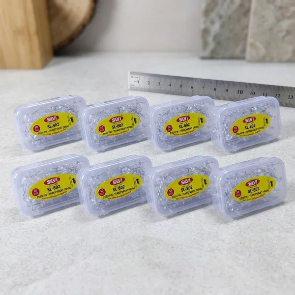 Silvi_Sl-802_Transparent_Push_Pins_50_Pieces_Pack_of_8