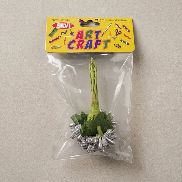 Plastic_Decorative_Green_Silver_Craft_Stem_Pack_of_8