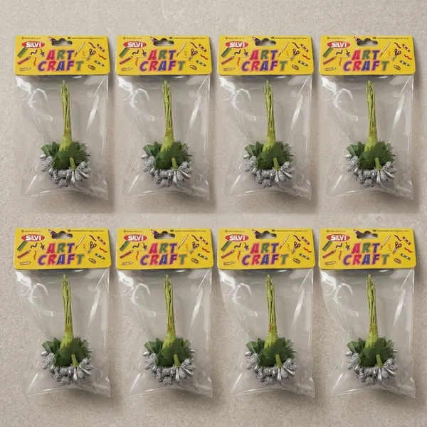 Plastic_Decorative_Green_Silver_Craft_Stem_Pack_of_8