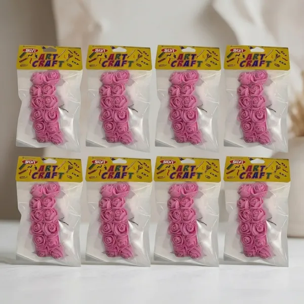 Pink_Rose_Shaped_Flower_Craft_Embellishments_Pack_of_8