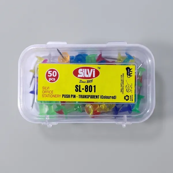 Silvi_Sl-801_Multicolour_Transparent_Push_Pins_Set_Of_50_Pack_of_8