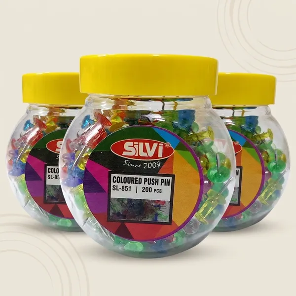 Silvi_Multicolour_Push_Pins_Set_Of_200_Pack_of_3