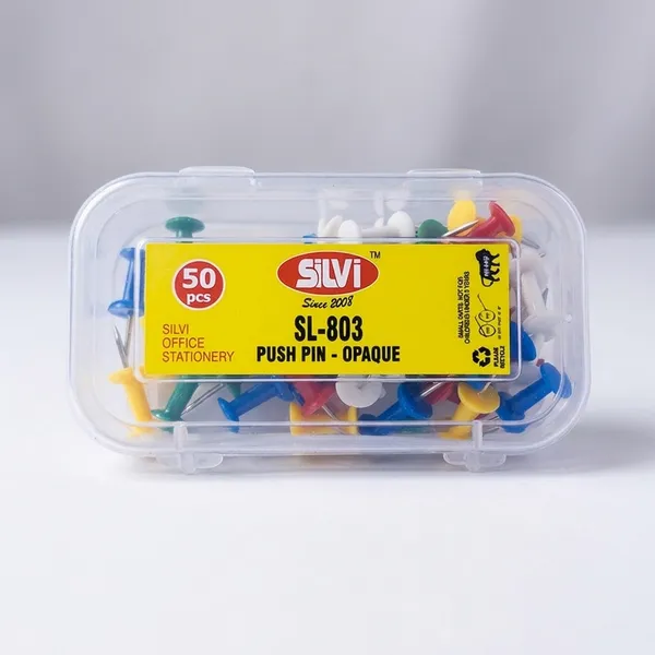 Silvi_Sl-803_Assorted_Opaque_Push_Pins_50_Pieces_Pack_of_8