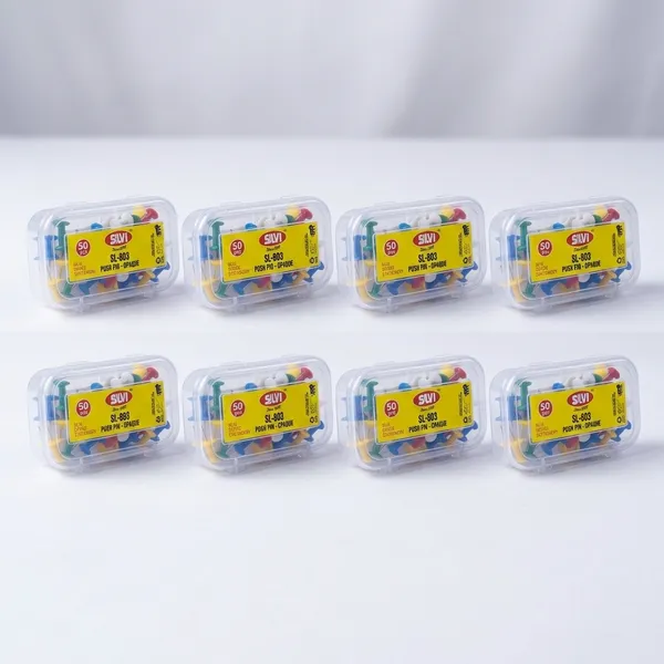 Silvi_Sl-803_Assorted_Opaque_Push_Pins_50_Pieces_Pack_of_8
