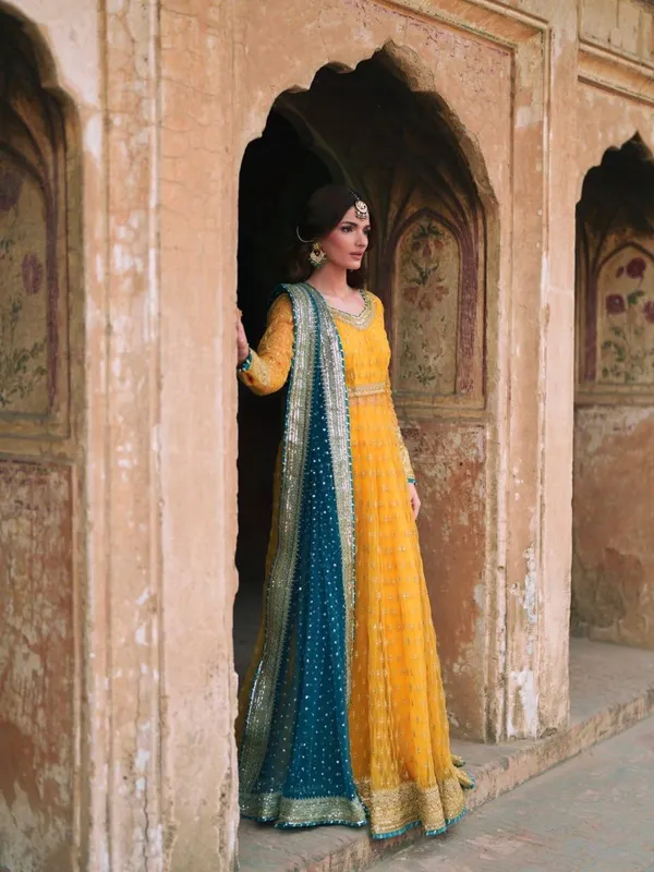 Yellow_Net_Embroidered_Anarkali_Suit_Set_For_Women