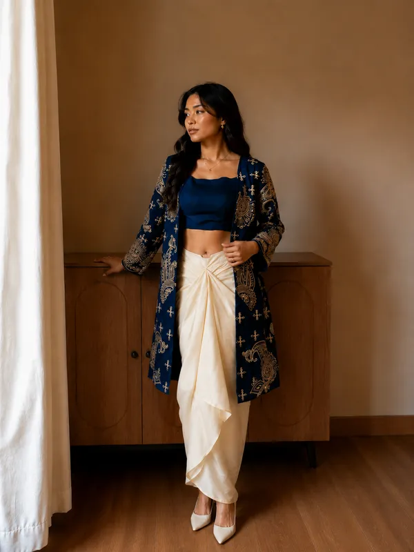 Blue_Floral_Embroidered_Jacket_with_Crop_Top_&_Cream_Dhoti_Pants_Set